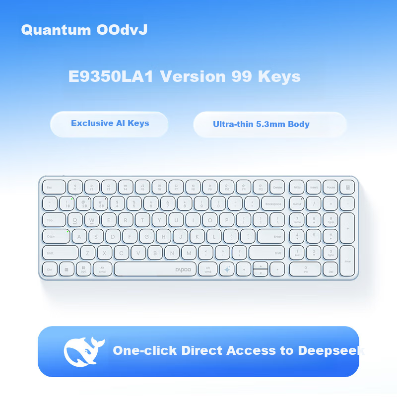 Rapoo E9350L AI Ultra-Thin Wireless Keyboard - Light Blue