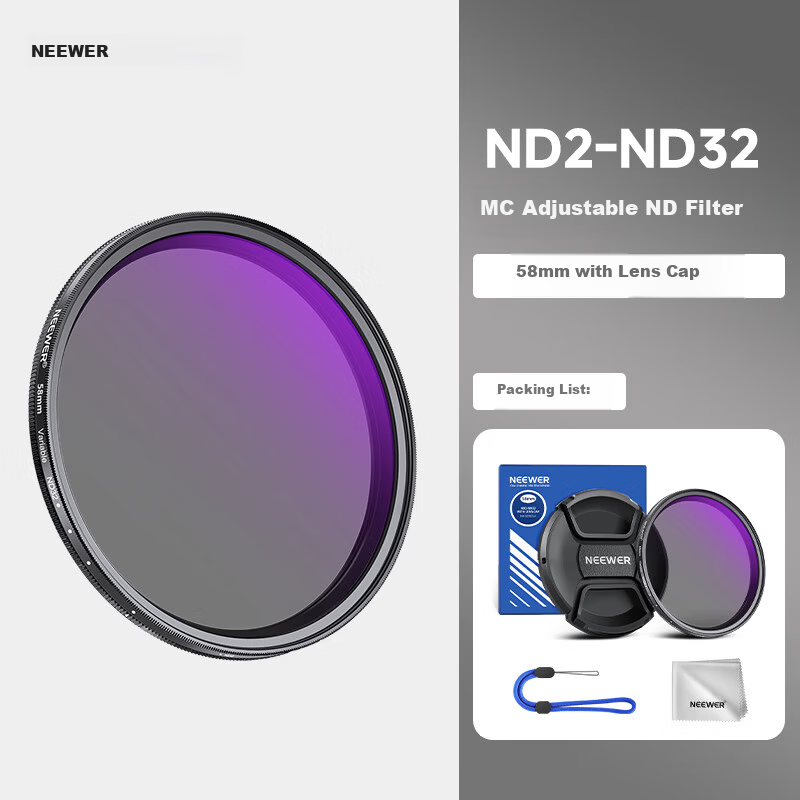 NEEWER Adjustable ND2-32 Neutral Density Filter - 18-Layer Coating