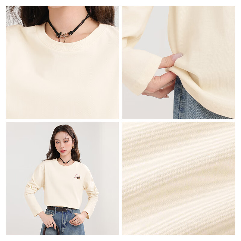 MJ STYLE Women's Pure Cotton Long-Sleeve T-Shirt