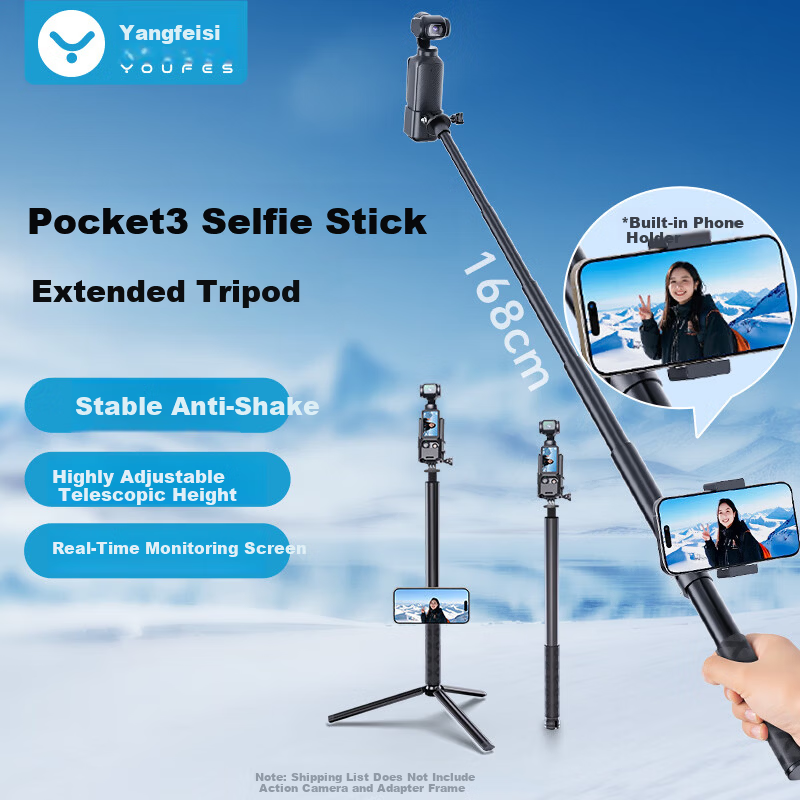 YOUFES DJI Pocket 3 Tripod Selfie Stick