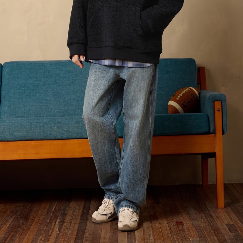 Meters Bonwe Men's Straight-Leg Loose Jeans