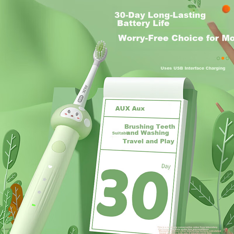 AUX Kids Electric Sonic Toothbrush - Pink Mushroom Design