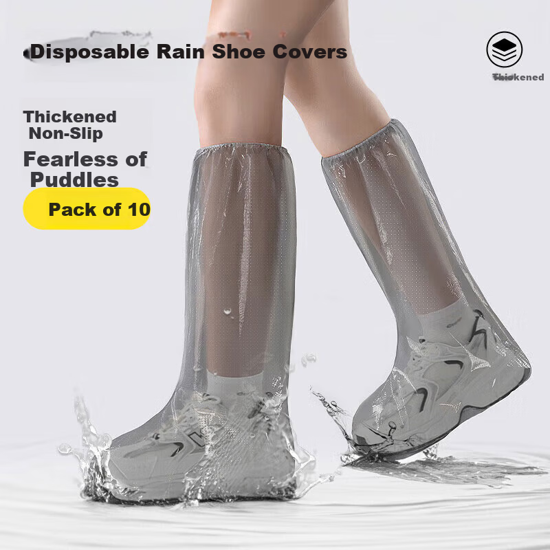 BWNK High-Cut Rain Shoe Covers - 10-Pack Waterproof Socks