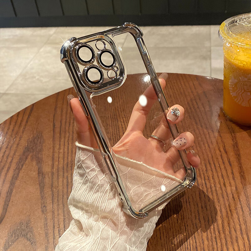Mengxiangkejia iPhone 16 Pro Max Transparent Airbag Case with Camera Lens Protector