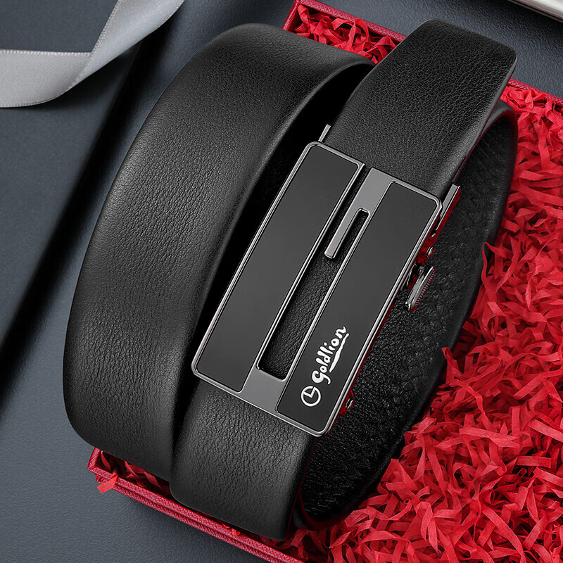 Goldlion Men's Fashionable Leather Belt with Automatic Buckle