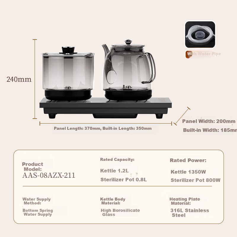 AUX Automatic Electric Kettle with 1.2L Capacity