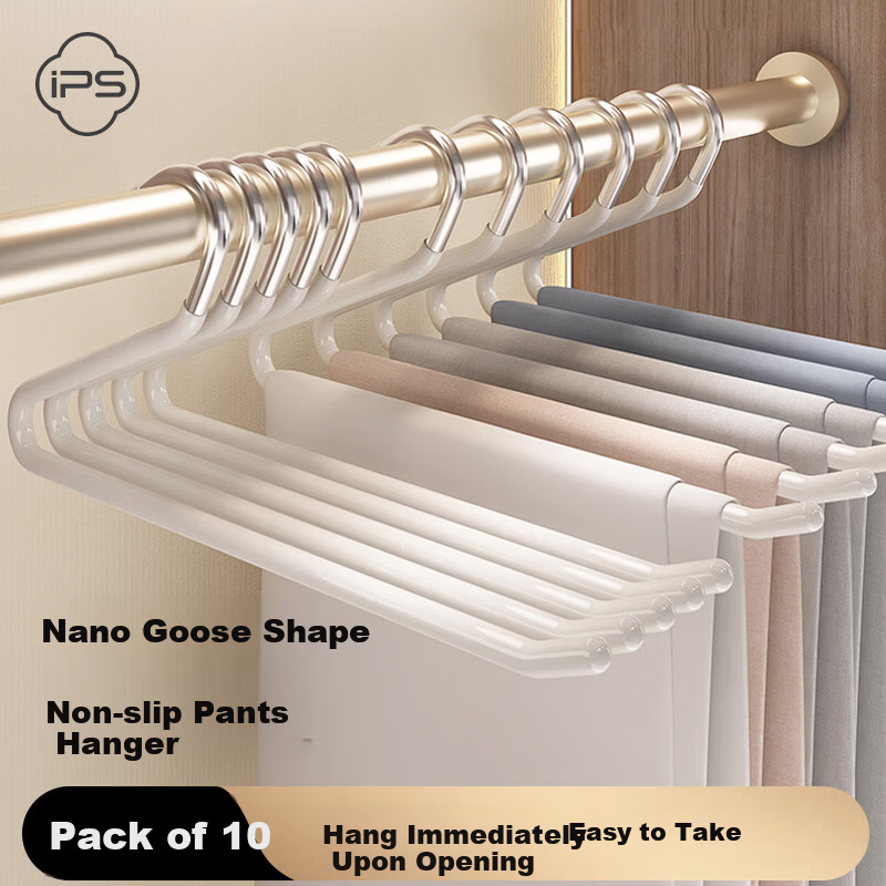Baoshi Goose-Shaped Non-Slip Pants Hangers (Set of 10)