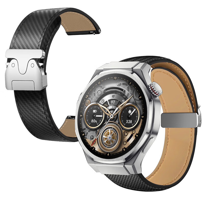 Freeson Genuine Leather Strap with Parachute Buckle for Honor Watch 5 Ultra Commander