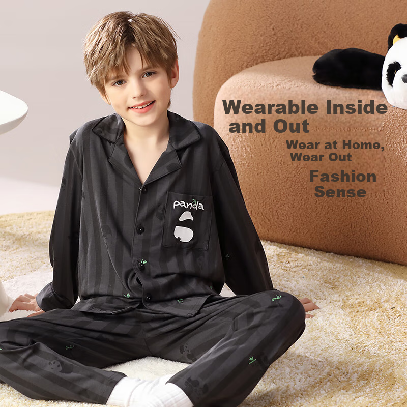 Yunxiangyi Boys' Panda Striped Pajamas