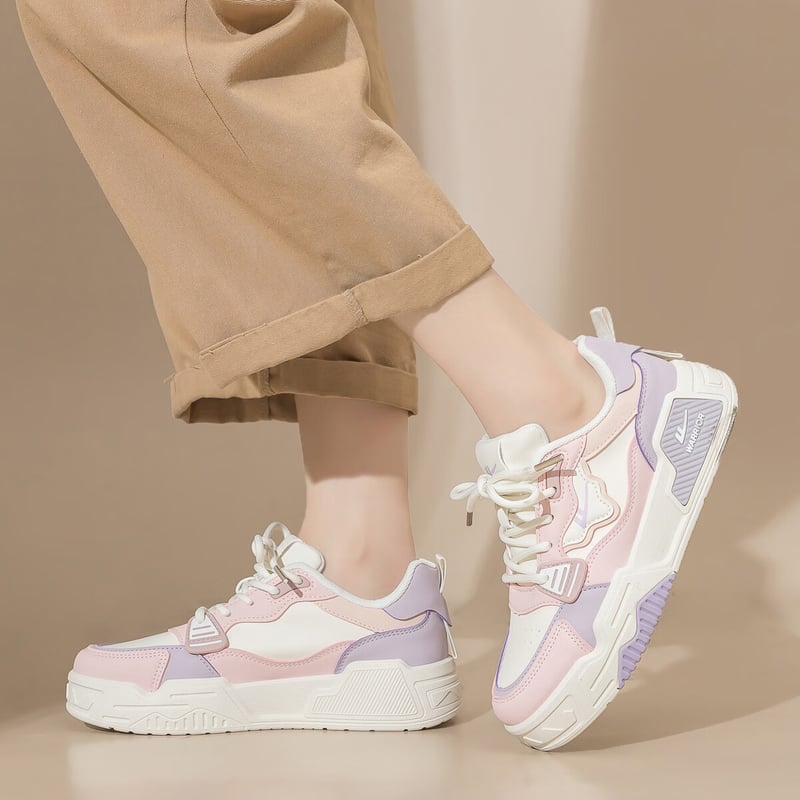 Huili Women's Casual Sneakers Beige Pink