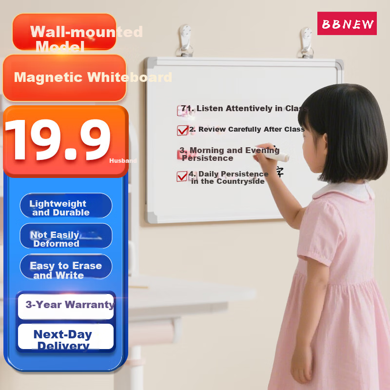 BBNEW Compact 30x45cm Whiteboard - Lightweight Wall Mounted Board for Office, Home, Teaching