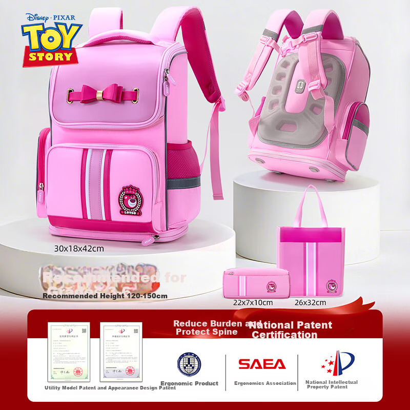 Disney Strawberry Bear Pink Backpack for Girls Grades 4-6