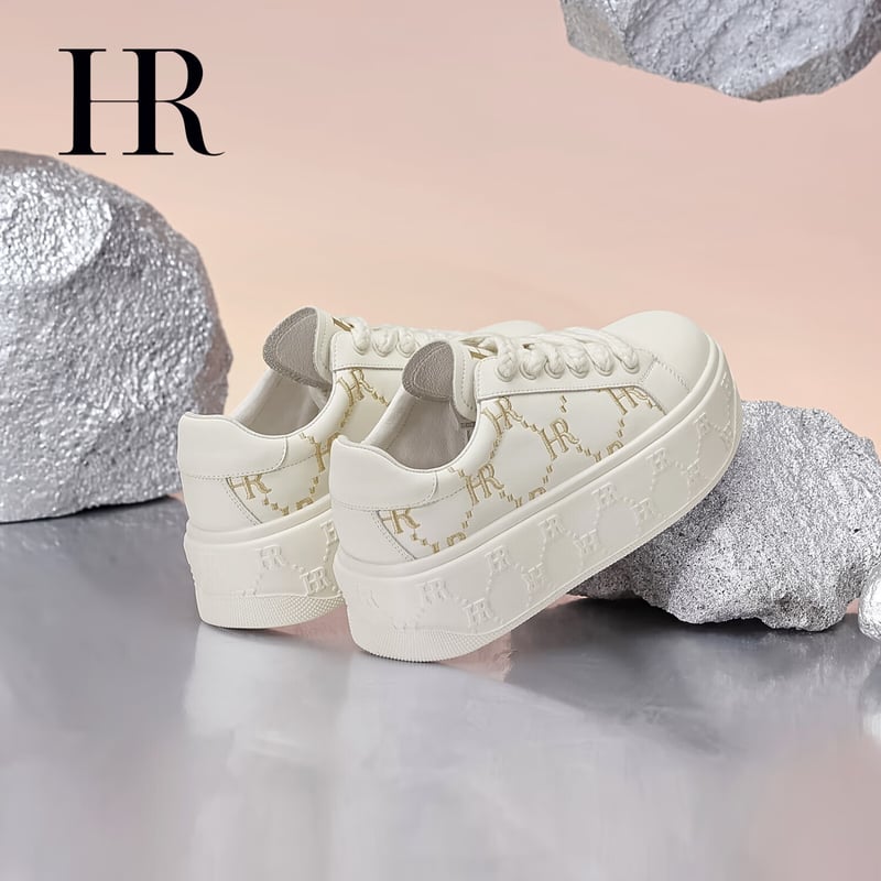 HR Women's Thick-Soled White Sneakers