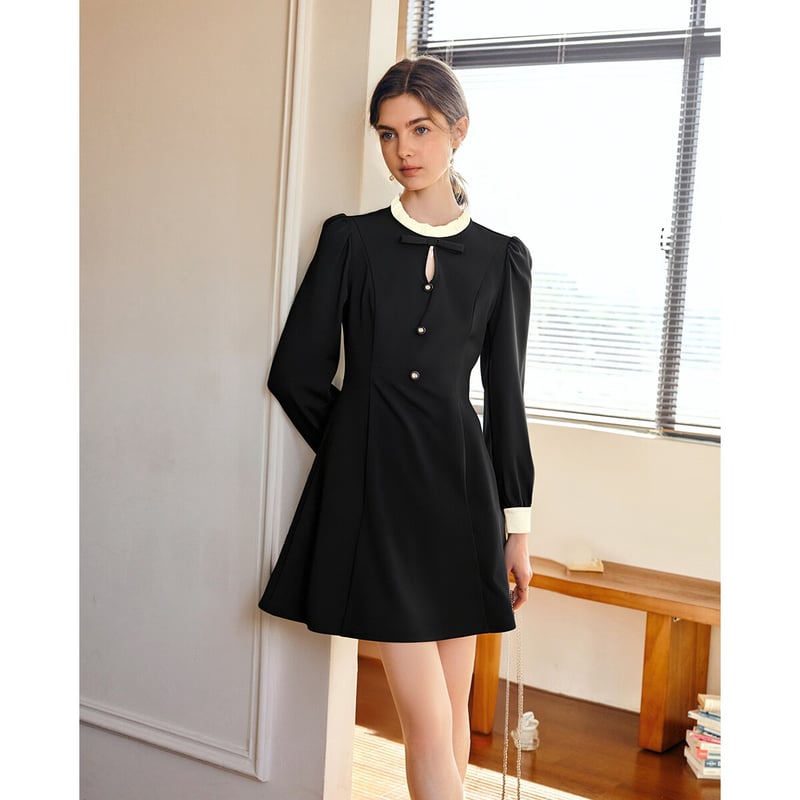 Olrain French Style Color Block Dress