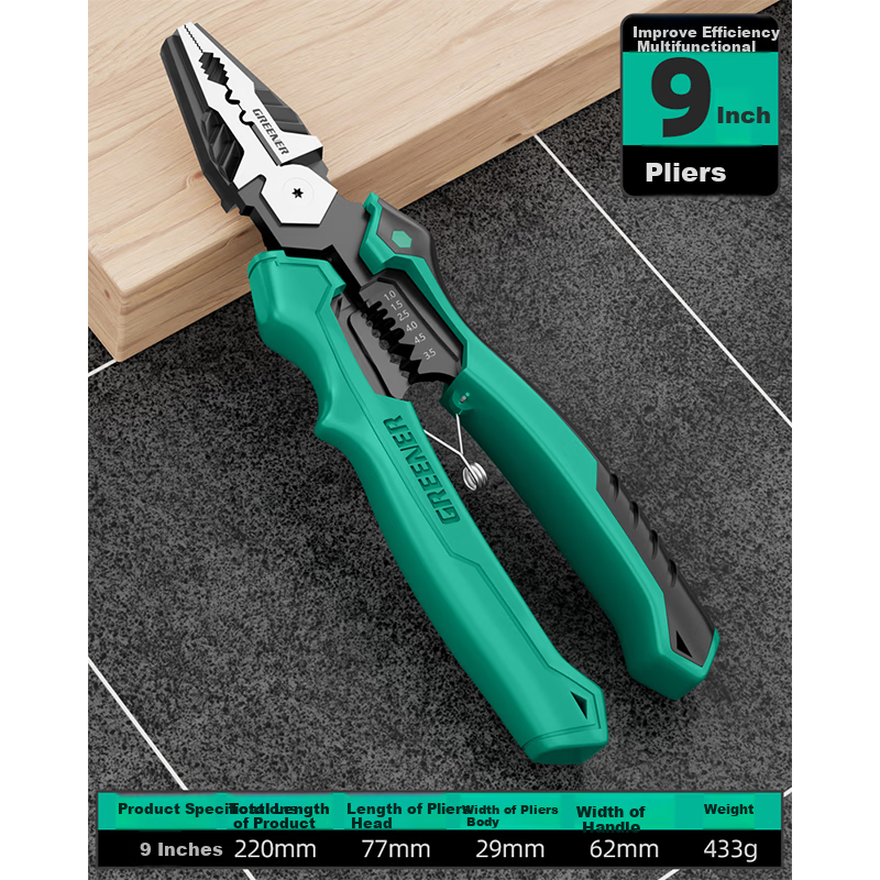 GREENER Pliers, 9-Inch Wire Cutters + Utility Knife