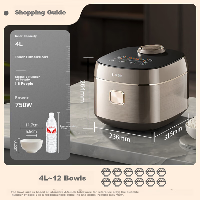 SUPOR 4L Non-Coated Stainless Steel Rice Cooker