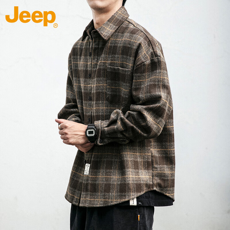JEEP Men's Vintage Plaid Long Sleeve Shirt