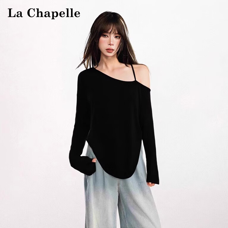 La Chapelle Off-Shoulder Long Sleeve T-Shirt