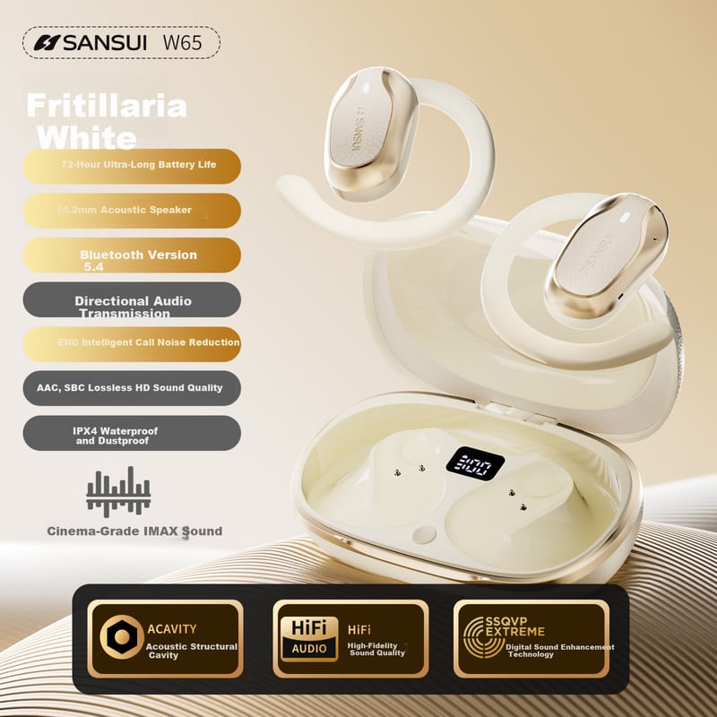 SANSUI W65 Rotatable Earhook Open True Wireless Earbuds