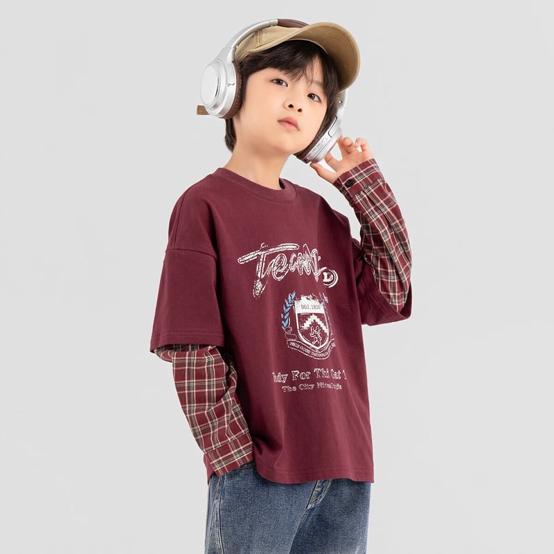 Duoduojia Retro Boys' Patchwork Sweatshirt