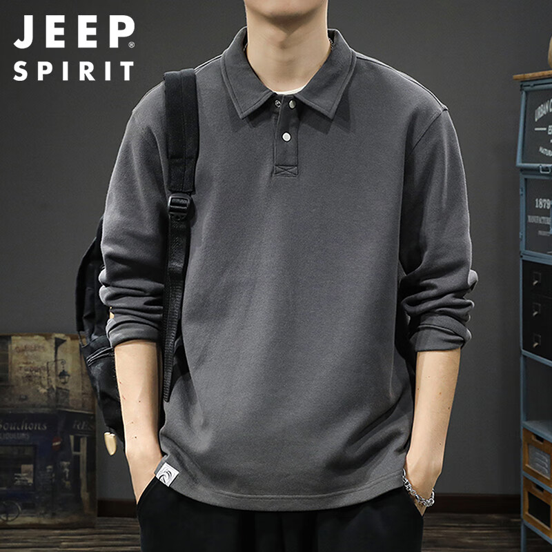 JEEP SPIRIT Men's Long Sleeve Polo Shirt