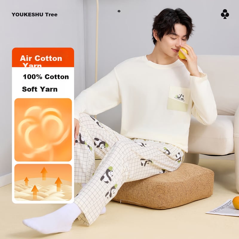 YOUKESHU Men's Antibacterial Pajamas 10A, 2025 New Style
