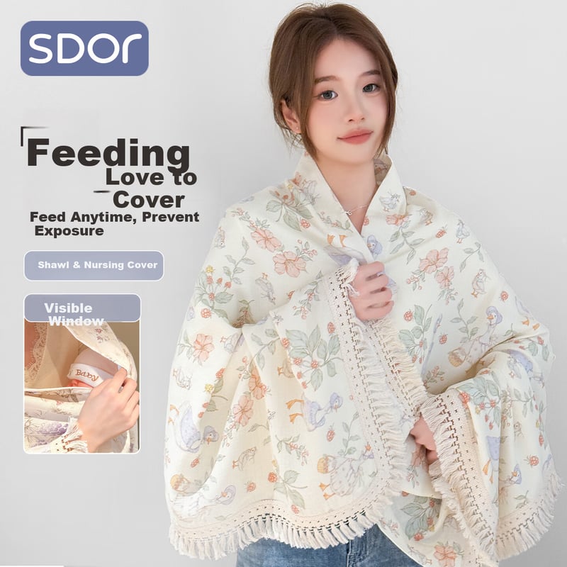 Shido Nursing Cover Shawl - Privacy Poncho for Breastfeeding