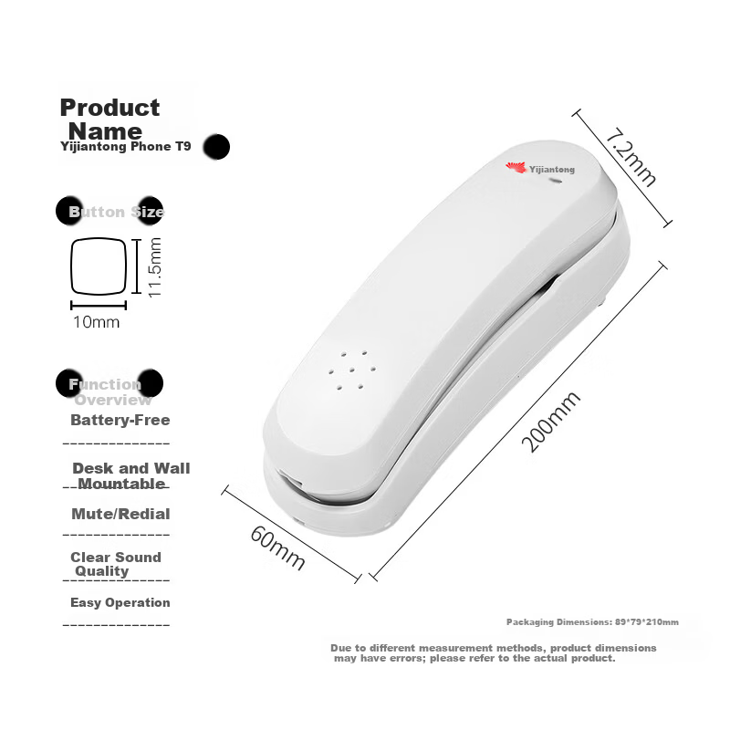 Yijiantong T9 - Wall-Mountable Landline with Caller ID