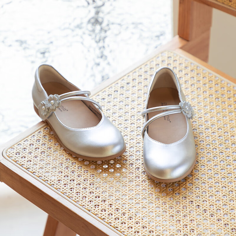 DR·KONG Girls' Silver Princess Bowknot Shoes