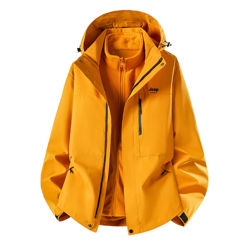 JEEP SPIRIT Men's Windbreaker Jacket - Mustard Yellow