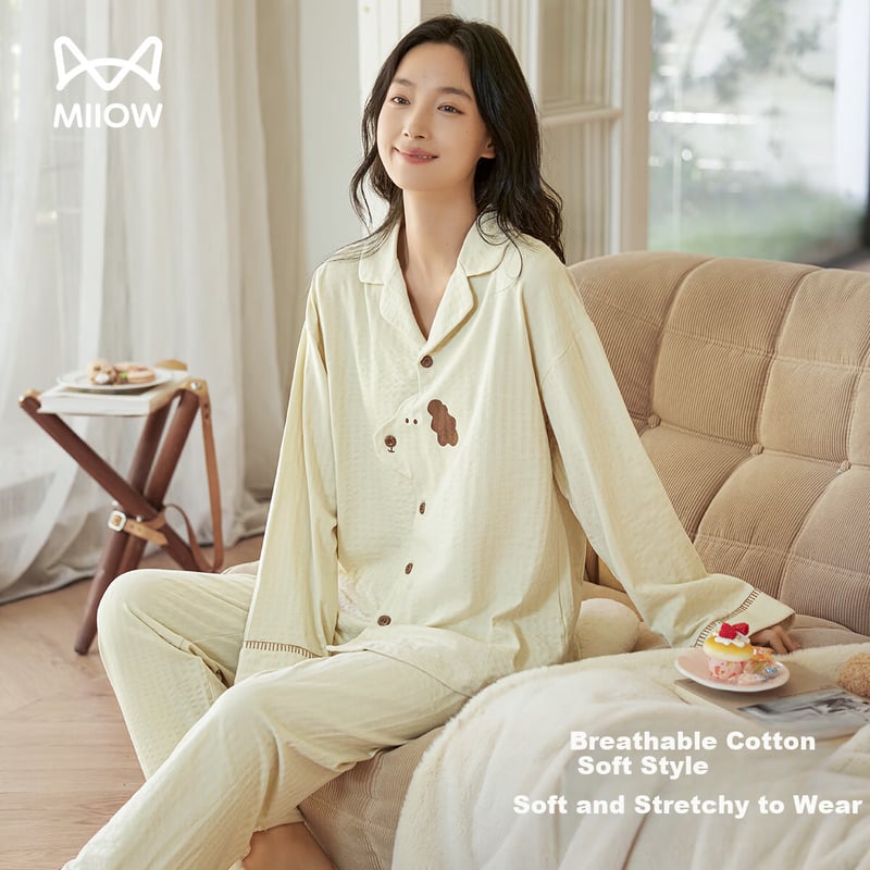 MiiOW Women's Soft Bubble Cotton Sleepwear