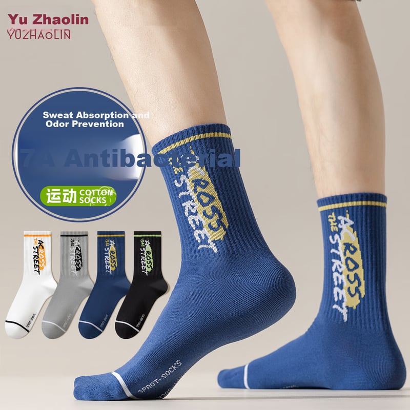 YUZHAOLIN 5 Pairs Mid-Calf Sports Socks for Boys