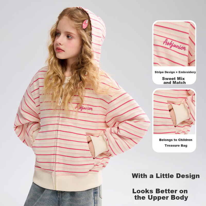 ASK JUNIOR Striped Girls' Jacket 2025 Autumn
