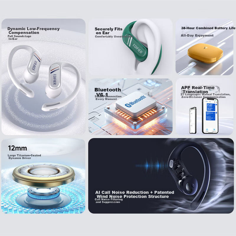 EDIFIER Comfo SE Open True Wireless Bluetooth Earbuds