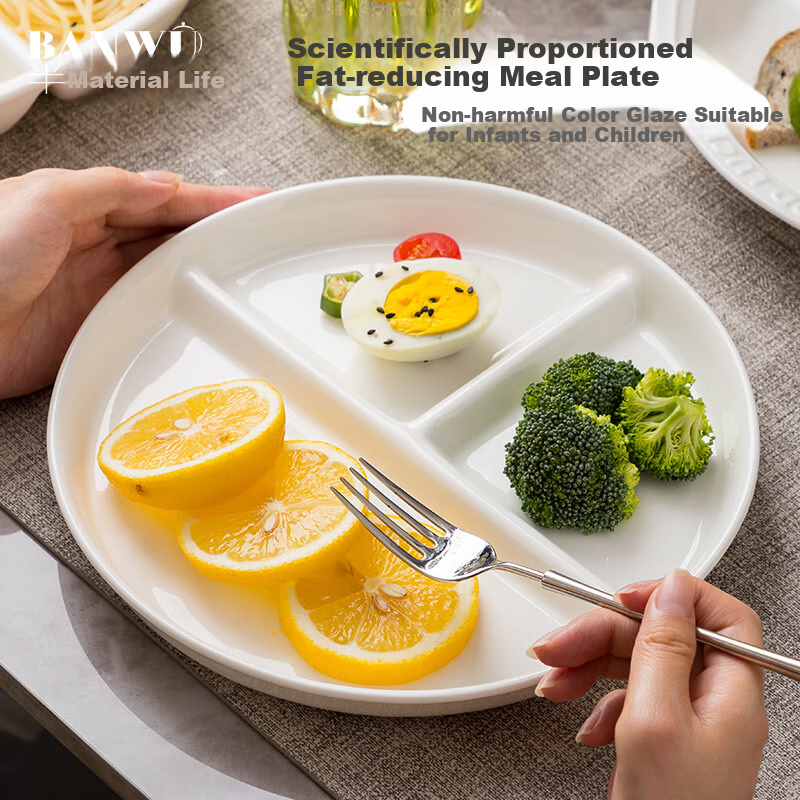Bamwoo Life 3-Compartment Ceramic Plate