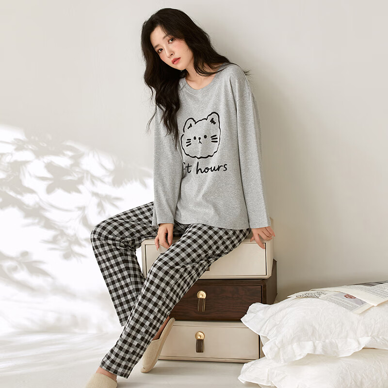 FENTENGCARE Women's Cotton Autumn Winter Pajama Set