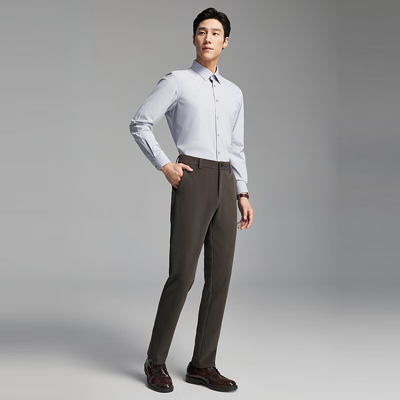 YOUNGOR Men's Long Sleeve Cotton Alpaca Shirt