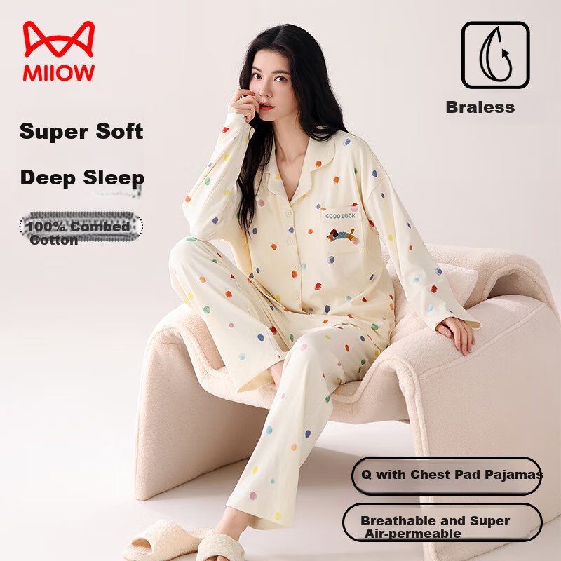 MiiOW Women's Pure Cotton Pajamas - Sweet Polka Dot