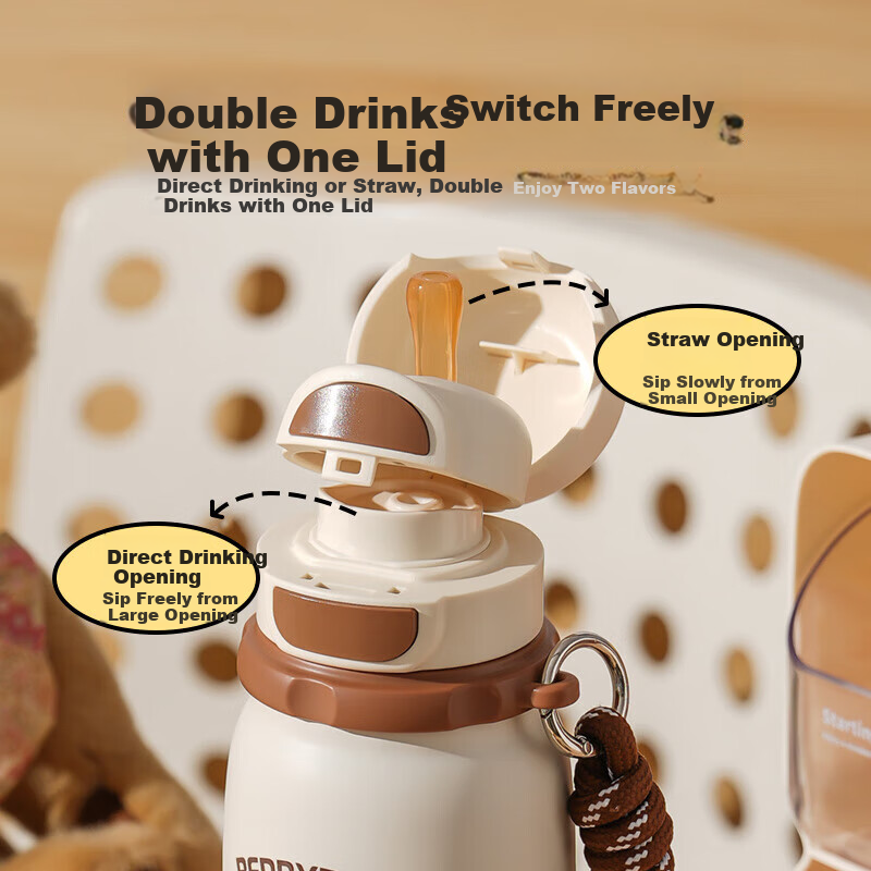 BEDDYBEAR Insulated Cup with Straw - Dual-Drinking Lid