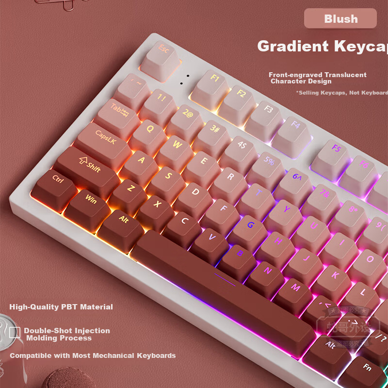 AKNK Cross Axis Translucent Keycaps - Blush Gradient