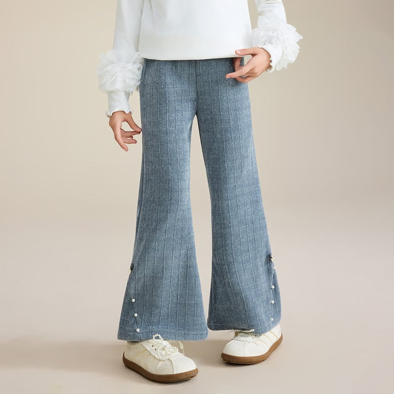 ASK JUNIOR Retro Flared Pants with Bow for Girls