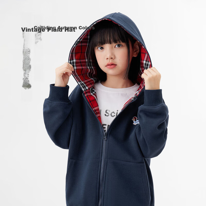 Zuoxi Girls' Plaid Hoodie, 2025 Autumn New Style