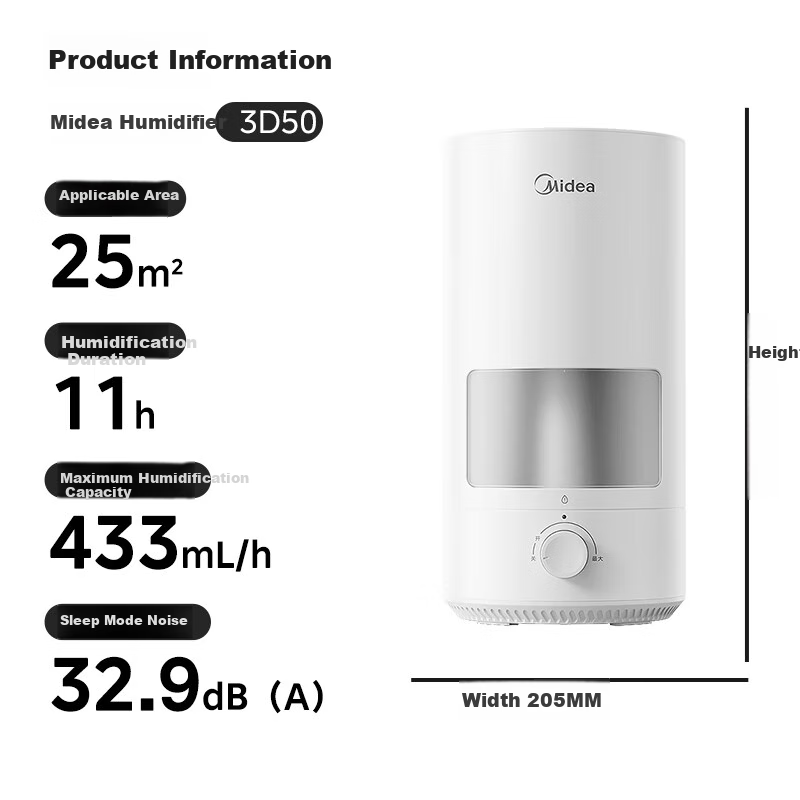 Midea Zinc Ion Antibacterial Air Humidifier - Large Capacity