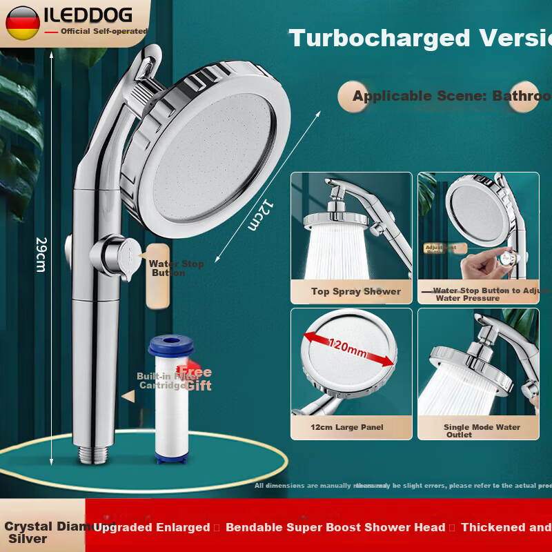 ILeddog Germany High-Pressure Rotatable Shower Head