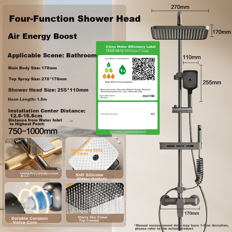 Vanward Brass Body High Pressure Shower Set