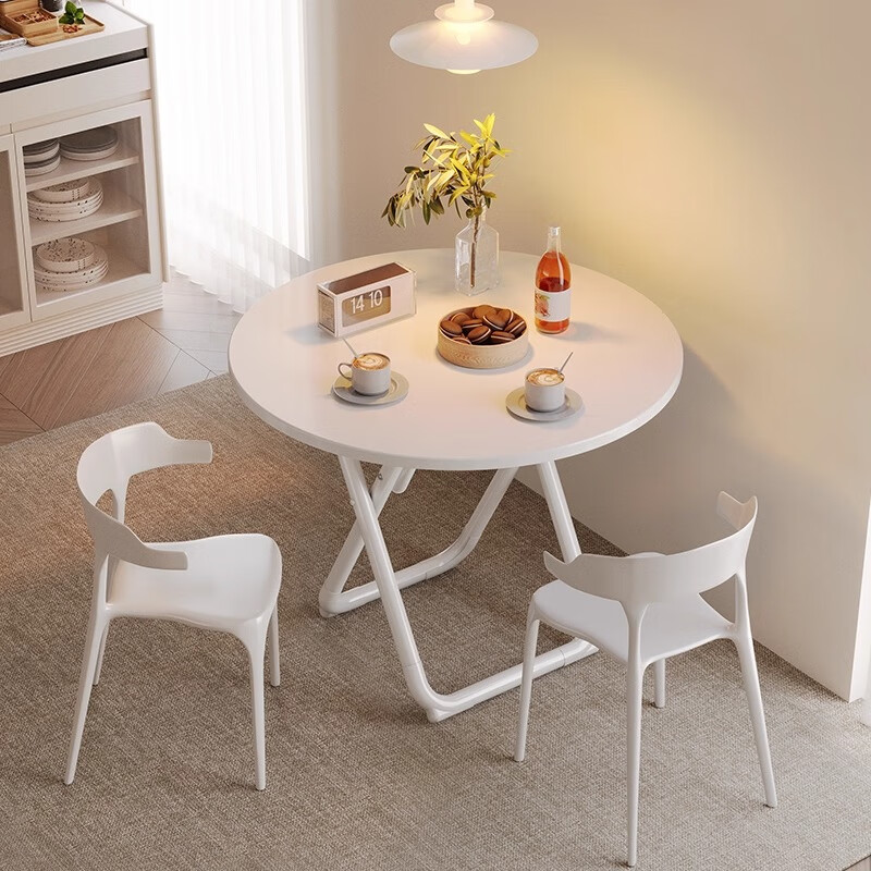 Chibailun Compact Round Dining Table - Cream White