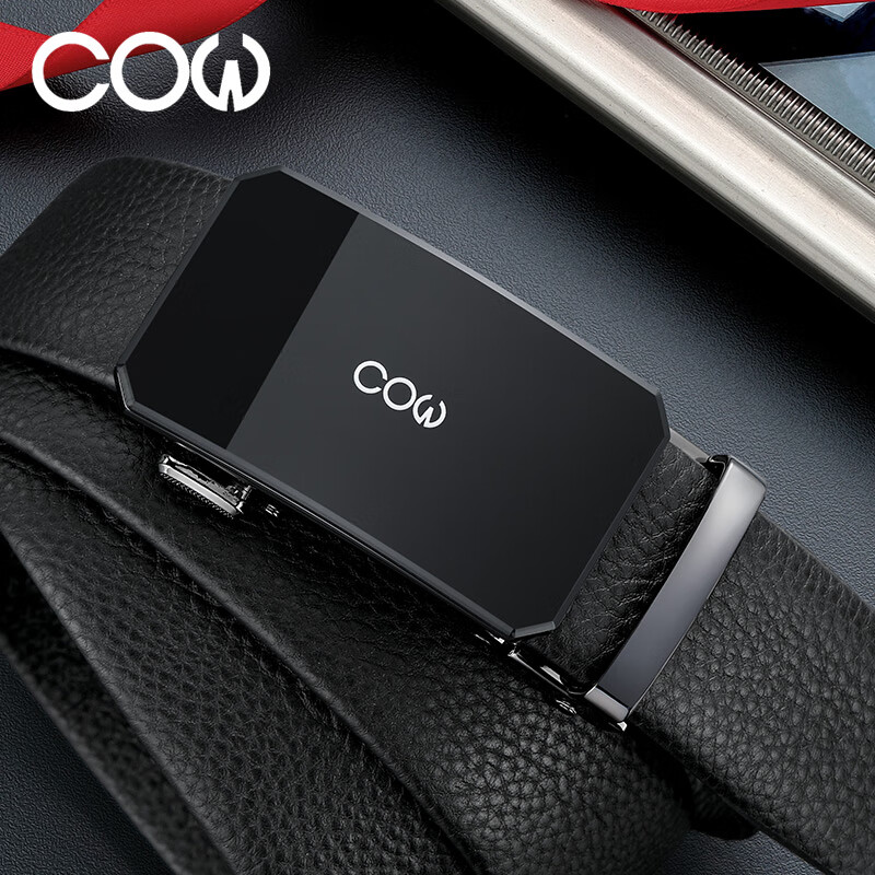 COW Men's Top-Grain Leather Belt with Automatic Buckle