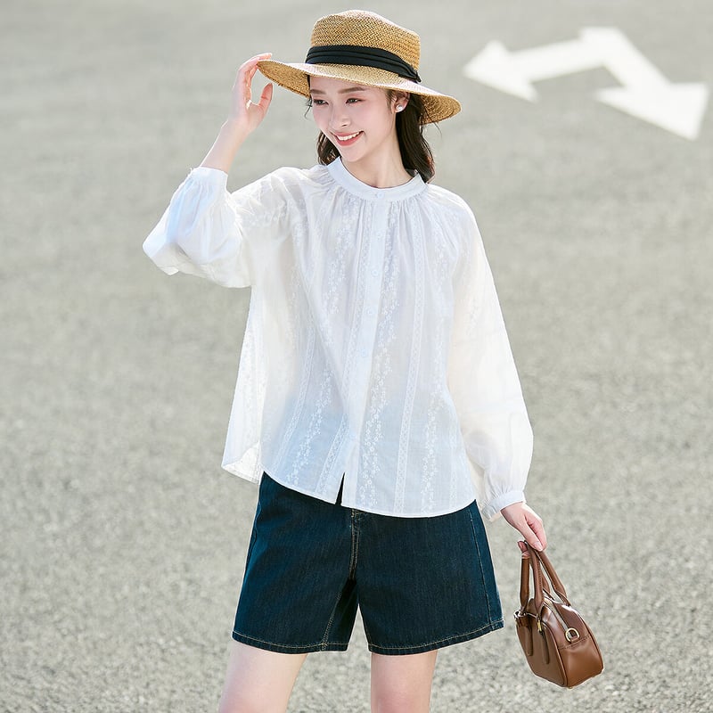 TonLion 2025 Autumn Elegant Embroidered Shirt