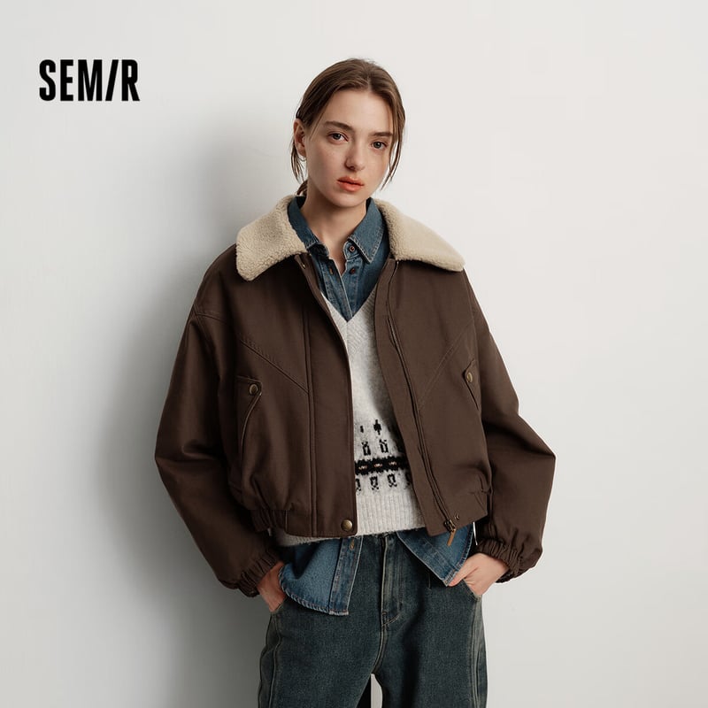 Semir Women's Winter Quilted Faux Wool Jacket