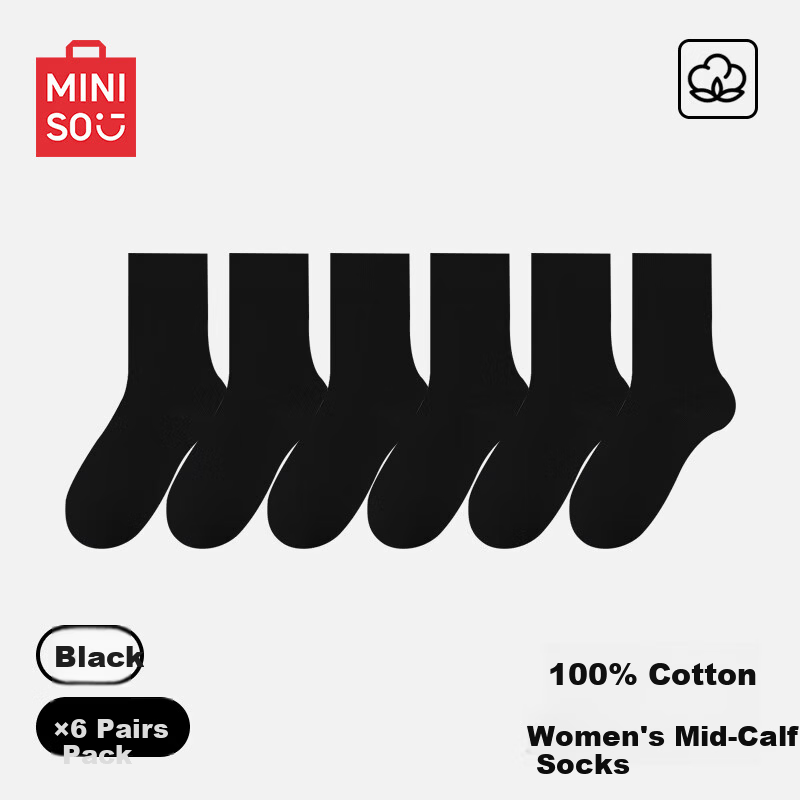 MINISO Women's 100% Cotton Casual Long Socks